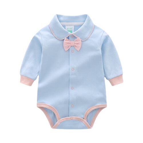 Baby Bodysuit Triangle Long Sleeve Spring and Autumn Season Diaper Cover Shirt Full Moon Gentleman Dress Newborn 100th Day Crawling Suit