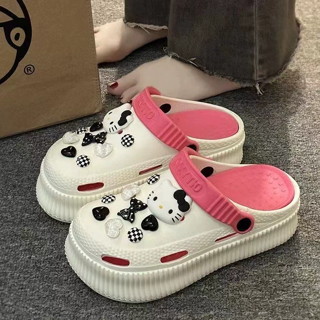 Сандалии Hello Kitty летние дышащие нескользящие пляжные тапочки, дорожные шлепанцы, легкие