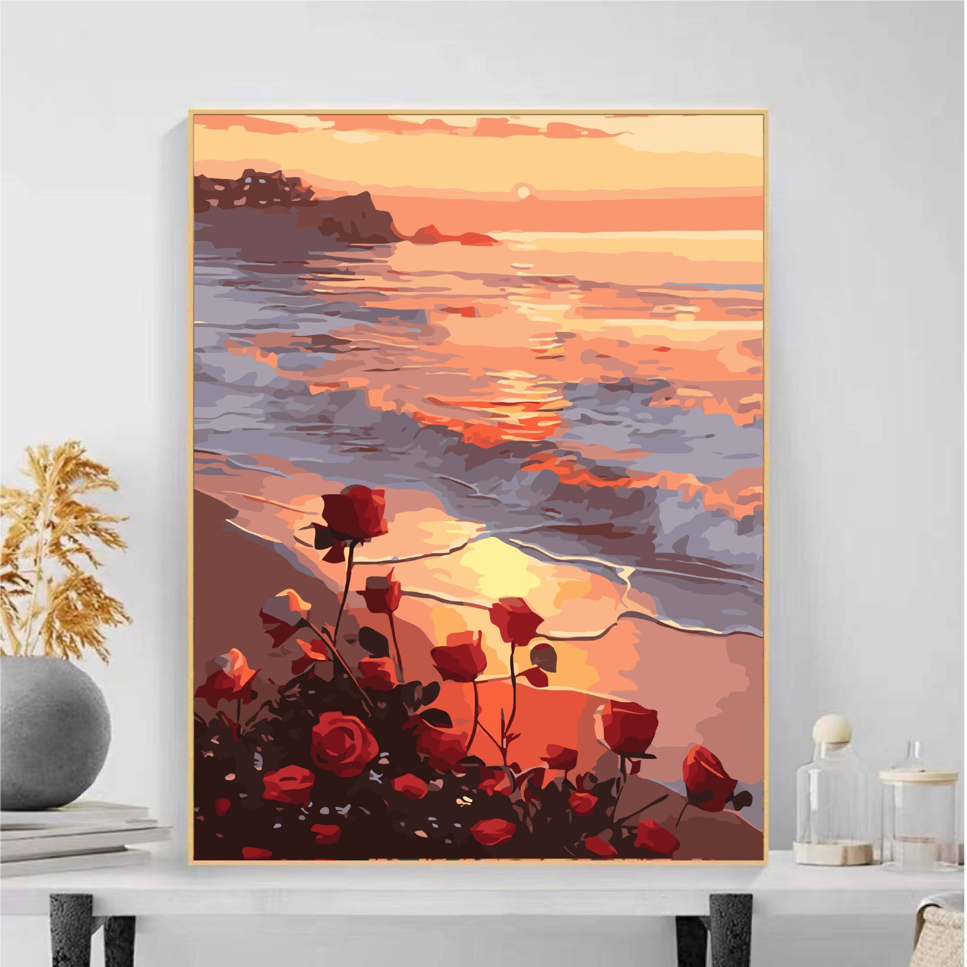 Flores de alto valor visual pintura al óleo digital diy relleno pintura a mano curación descompresión regalo de cumpleaños artesanal pintura decorativa