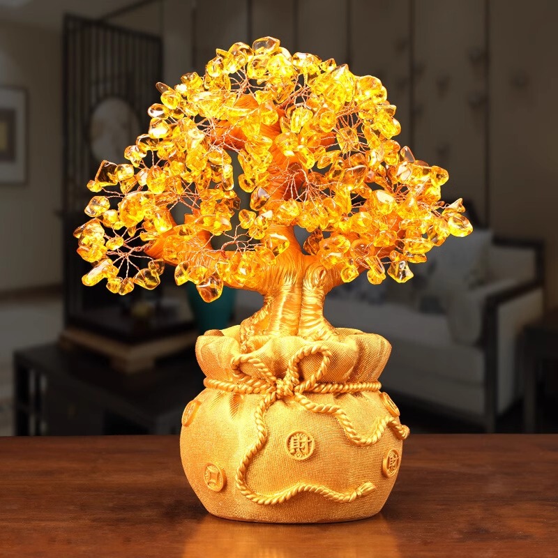 Yellow Crystal Money Tree Fortune Ornament Money Bag Treasure Bowl Money Tree Crystal Tree Home Decoration Opening Gift Yellow Crystal Money Tree Fortune Ornament Money Bag Treasure Bowl Money Tree Crystal Tree Home Decoration Opening Gift