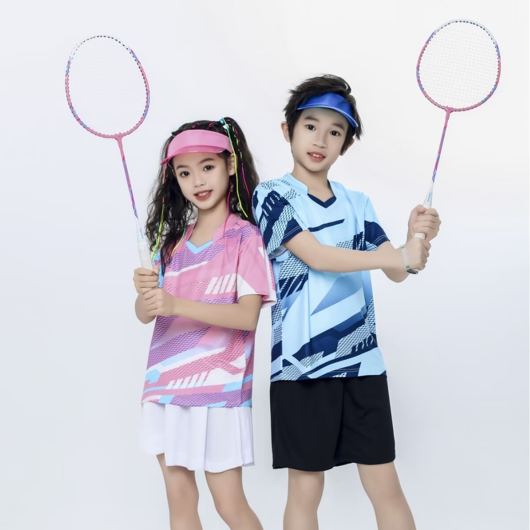 Wholesale high quality ice silk badminton row tennis children's table tennis training clothes custom printing a generation of hair
