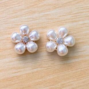 Flower plate diamond buckle button water drop pearl flower heart flower five petals pearl flower diy hair accessories alloy in stock
