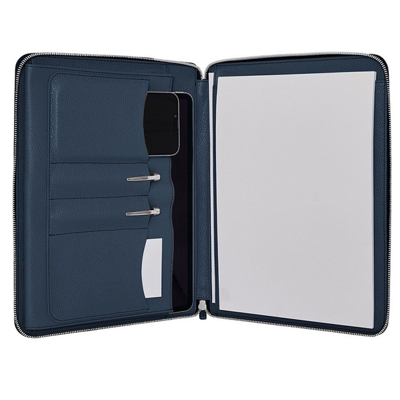 Customizable Leather A4 Folder with Tg Pattern Cowhide, Can Hold Ipad, Tablet, and Notebook, Can Add Logo