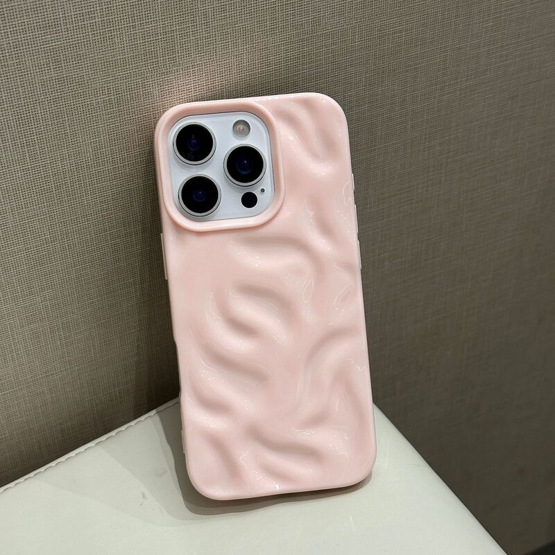 陨石纹适用iPhone16硅胶手机壳亮面折皱苹果15简约纯色14保护套13|undefined