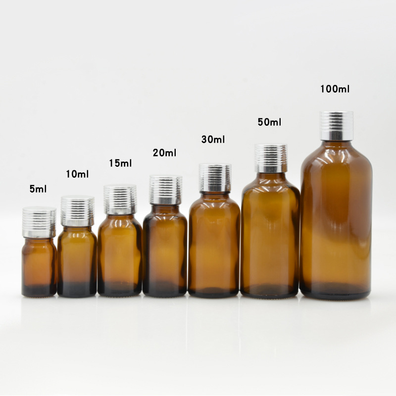 Botellas de vidrio ámbar para aceites esenciales | A prueba de luz, con gotero o bola rodante, lista para usar