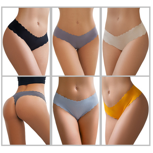 Woman's Thread Wave Edge Hot Traceless Breathable Low-Waist G-String Pants for Women Fashion Sexy