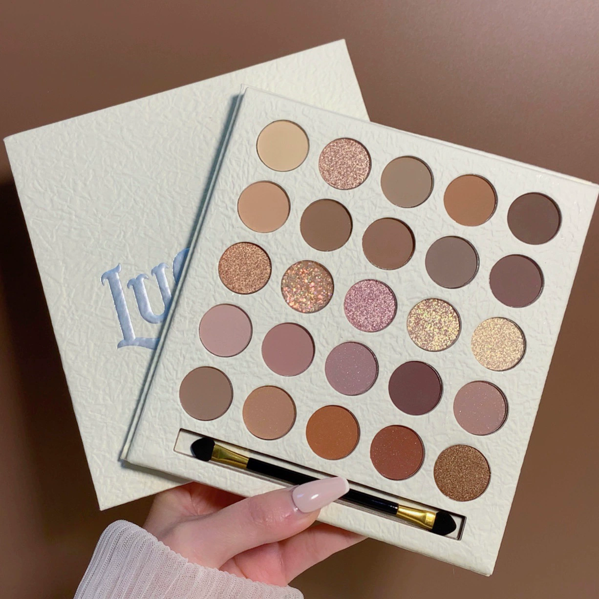 Eyeshadow palette, universal 25-color cream matte, earth tone mix
