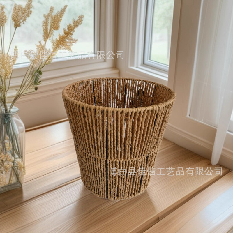 Rattan Woven Trash Can, Woven Desktop, Simple Sundries, Hotel Household Woven Basket, Rattan Woven Frame, Storage Frame, Pastoral Storage