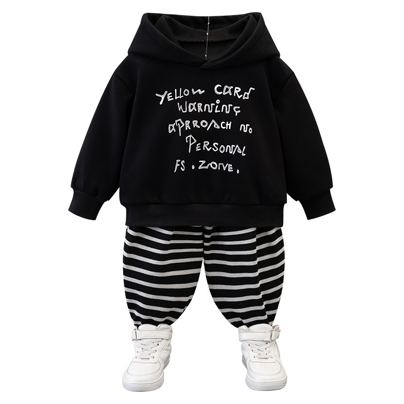 7724 Traje de primavera y otoño para niños 2025 nuevo traje para niños hermoso bebé con capucha de moda versión coreana de dos piezas de moda