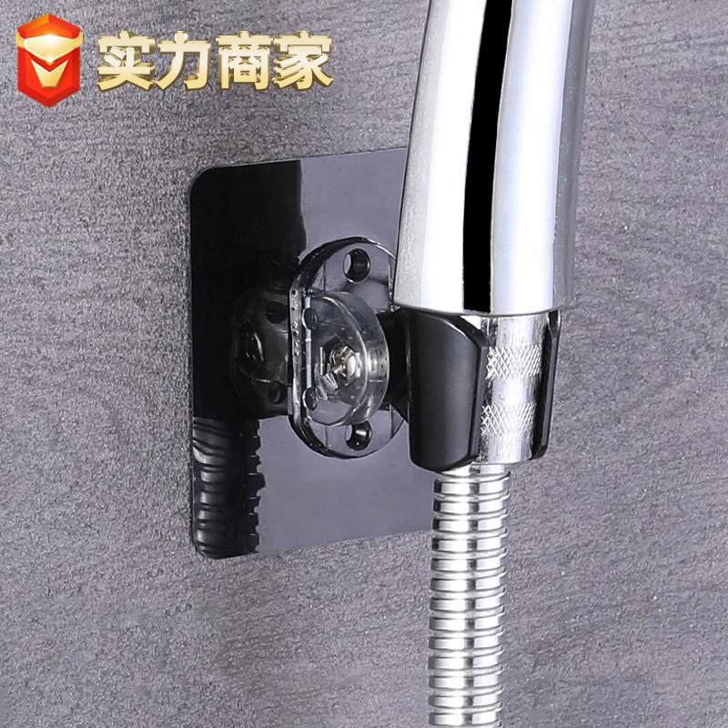 Cross-border in stock wholesale bathroom shower wall hanging rack non-perforated suction cup rotating base nozzle bracket accessories