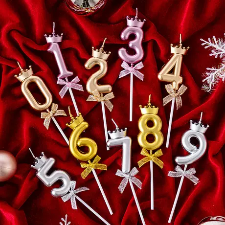 金色皇冠数字蜡烛彩色王冠派对蛋糕蜡烛儿童成人生日蜡烛现货批发