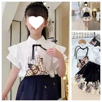 Новый детский комплект Hanfu Maqian с короткими рукавами для девочек Hanfu 2025 Super Fairy Summer Style с ароматным цветком и бабочкой.