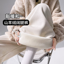 山羊绒运动裤女秋冬季加绒2024新款垂坠感软糯宽松直筒拖地阔腿裤