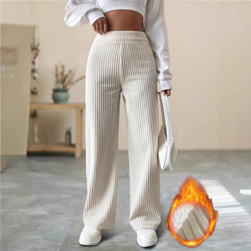 2026 autumn and winter European and American new style loose casual wide-leg high-waist straight striped pants with a hanging feel, showing slimming and leg length