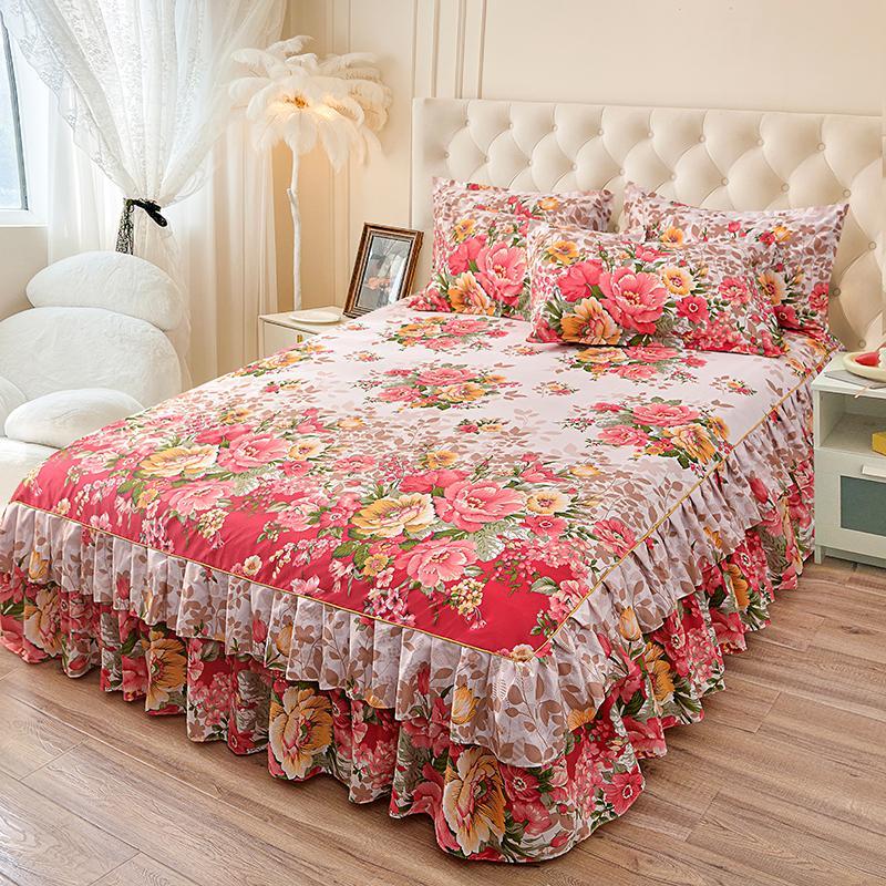 Transfronterizo Simmons cubierta de cama de tres piezas set sábanas de comercio exterior colchón cubierta protectora para cubrir la falda de cama de una sola pieza de falda cubierta de cama 2