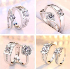 Cross-border Kuaishou celebrity live stream supply imitating moissanite classic six-claw men's and women's couple rings wholesale