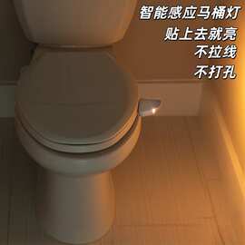 新款智能创意马桶感应小夜灯厕所挂式人体感应灯电池款RGB氛围灯