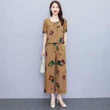 高端妈妈夏装2025新款休闲时尚减龄洋气两件套夏天棉绸套装女外穿