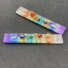 跨境热销七彩石不规则长方形摆件Chakela石膏把件欧美热销方条石