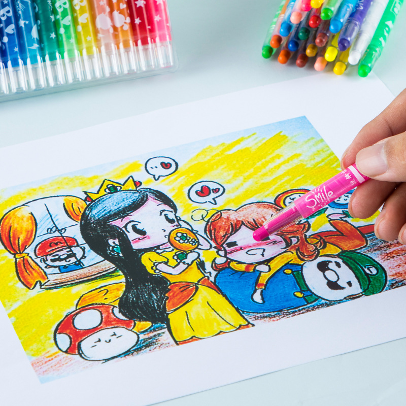 Juego de Crayones Giratorios para Niños PVC Borrable y Giratorio para Pintura
