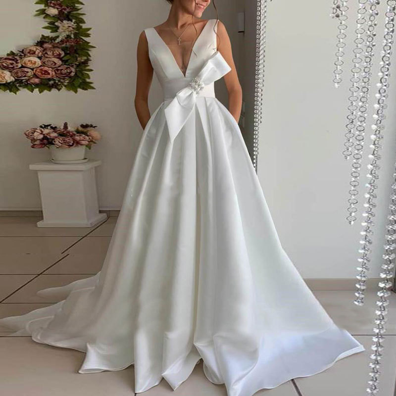 El Comercio exterior europeo y americano Amazon AliExpress deseo nuevo vestido de novia vestido de noche sexy V-cuello backless personalizable