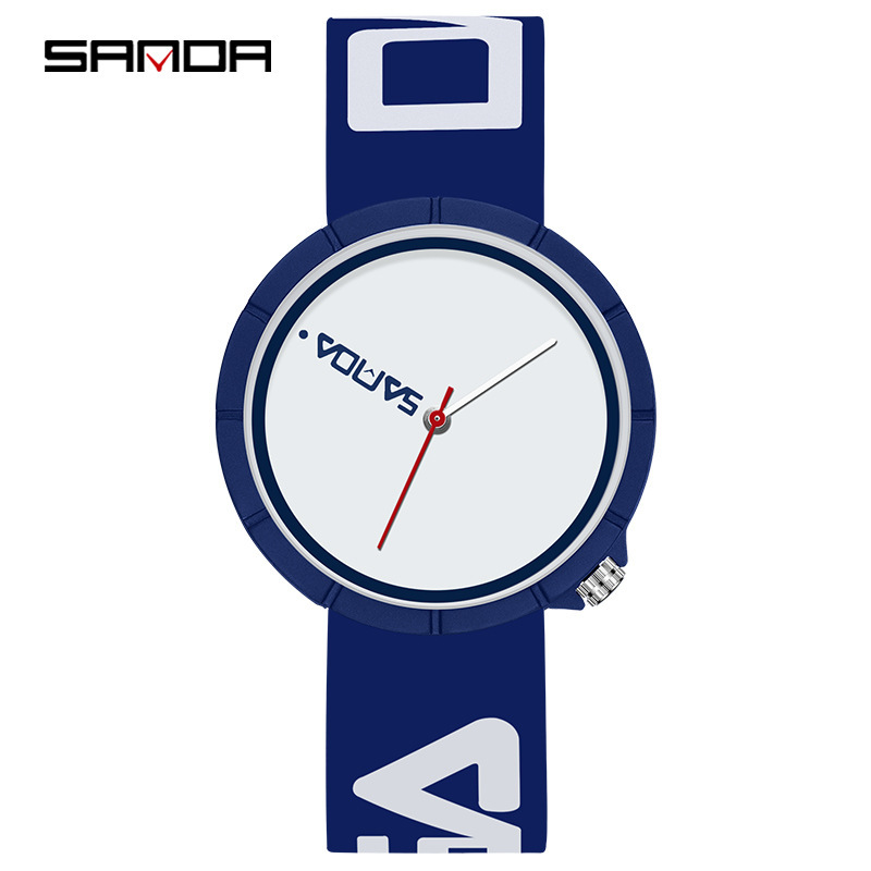 SANDA 3204 Nuevo movimiento de cuarzo Correa silicona simple casual deportes al aire libre reloj estudiante
