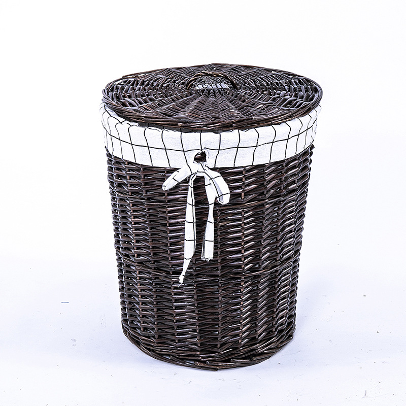 Cesta de almacenamiento de ropa sucia de ratán con tapa, cesta de ropa sucia de mimbre de gran capacidad para restaurantes de hot pot y hoteles, cesta de almacenamiento de ropa y juguetes