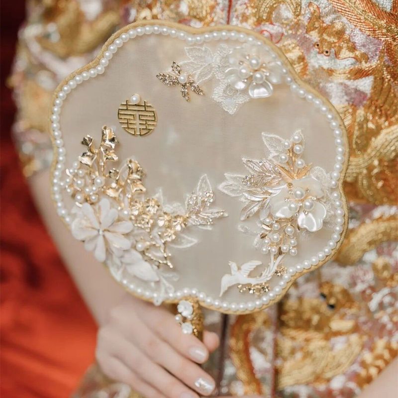 古風団子新婦結婚秀禾中国式結婚式中国秀禾服喜扇子|undefined