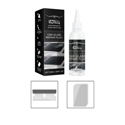 Rayhong Car Glass Repair Glue Glass Nano Repair Liquid Quick Repair Crack Glass Care Glue (Auto glass repair liquid) - 50mlblade-1pcscuring-film-5pcs