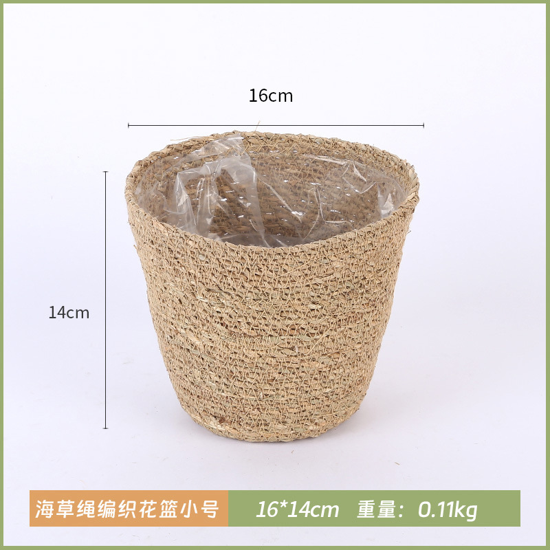 Cesta de tejido de paja explosiva, cesta de tejido de caña simple, cesta de tejido de caña verde interior, oso cub, cub