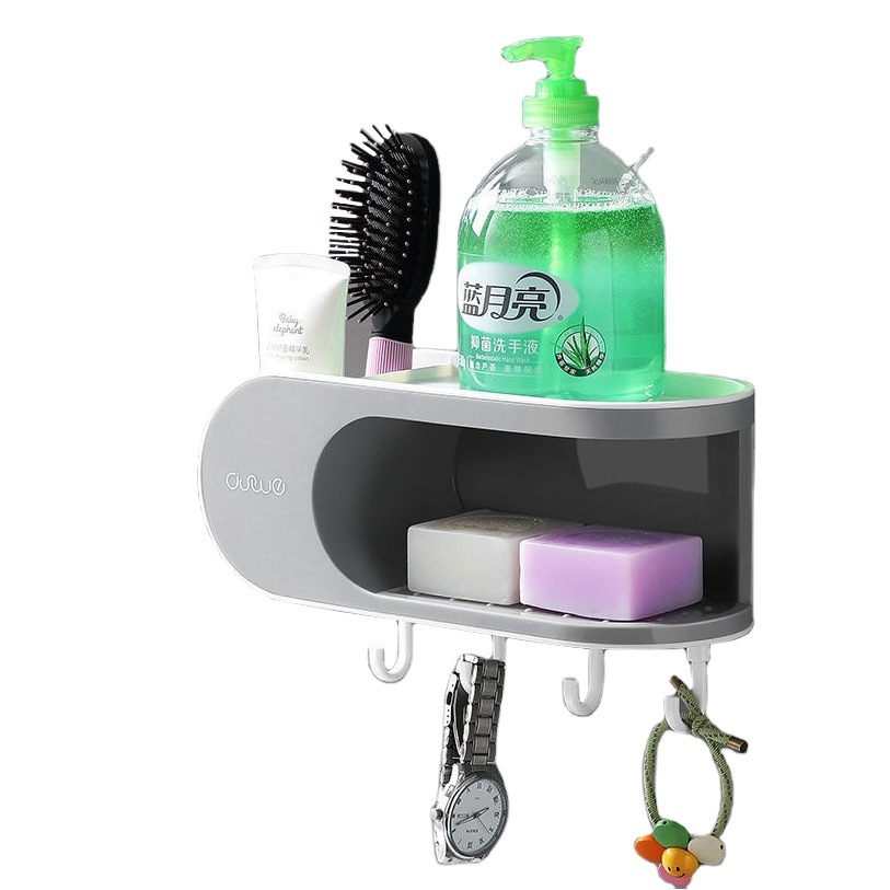 Caja de jabón de doble capa de almacenamiento rack ponche libre creativo drenaje baño ventosa montado en la pared baño caja de jabón hogar image 1