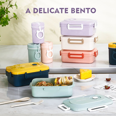 跨境亞馬遜lunch box上班分格午餐盒飯盒套裝塑料學生日式便當盒