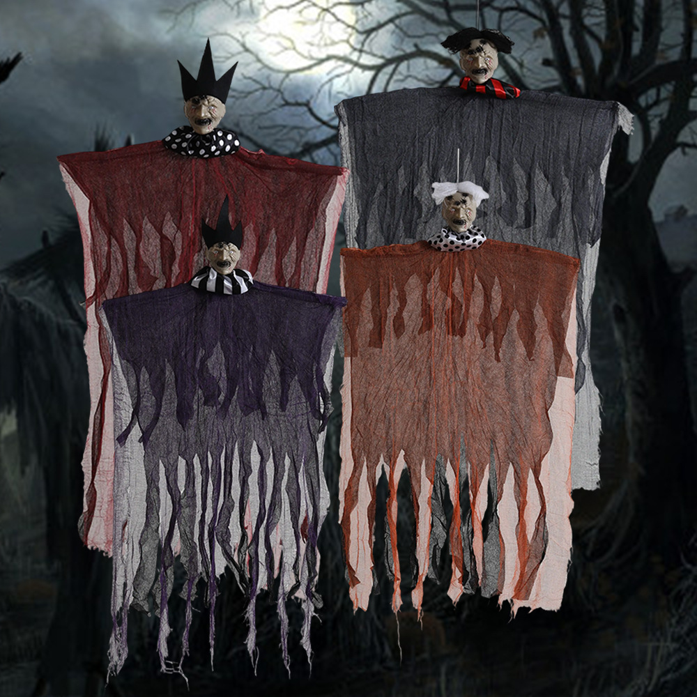 Accesorios de decoración de Halloween transfronterizos con capucha, fantasma colgante, casa encantada, habitación secreta, fiesta del festival de fantasmas, colgante de diablillo complicado