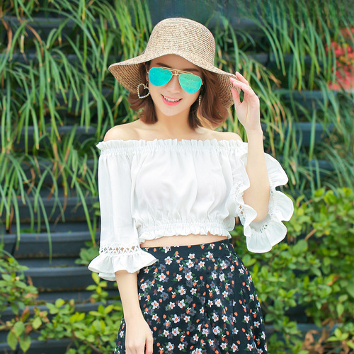 Korean Style Fashion Women's Sun Hat Summer Vacation Sun Protection Hat with Split Brim and Bow Tying Grass Hat Wholesale