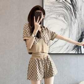 网红休闲套装女夏季2023新款时尚连帽卫衣高腰显瘦短裤运动两件套