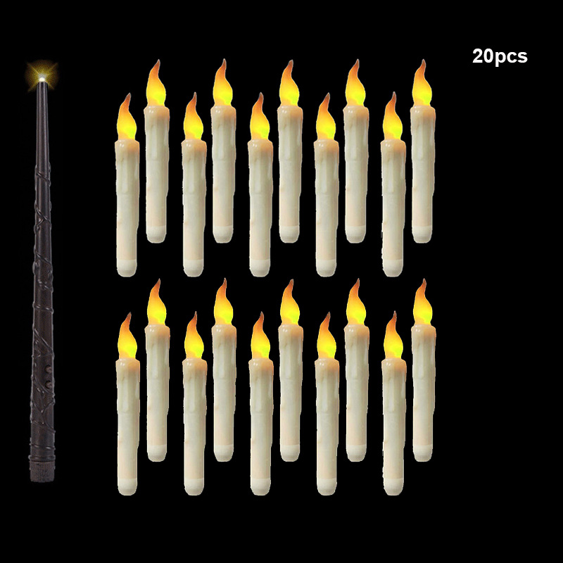 지팡이 + 20pcs 촛불 (따뜻한 흰색)