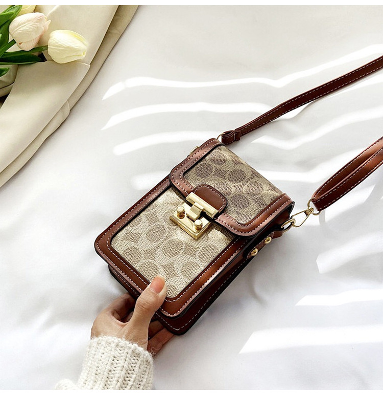 WomenS Small All Seasons Pu Leather Printing Fashion Square Lock clasp Shoulder Bagpicture3