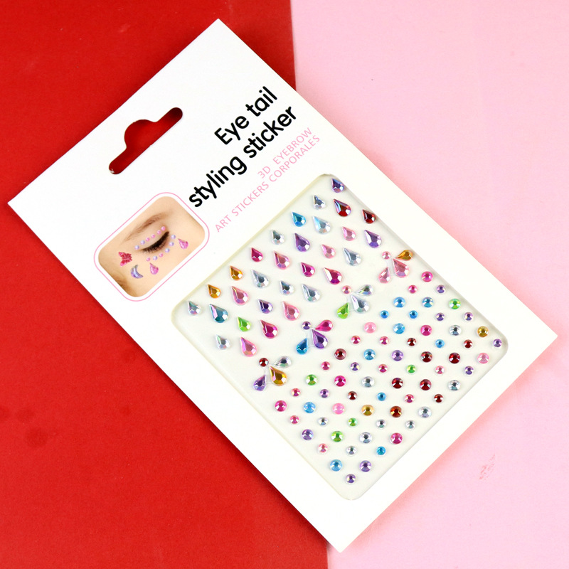 Transfronterizo AB diamantes coloridos joyas de maquillaje de ojos maquillaje facial pegatinas de diamante para niños espectáculo de escenario pegatinas faciales pegatinas de cristal perlas