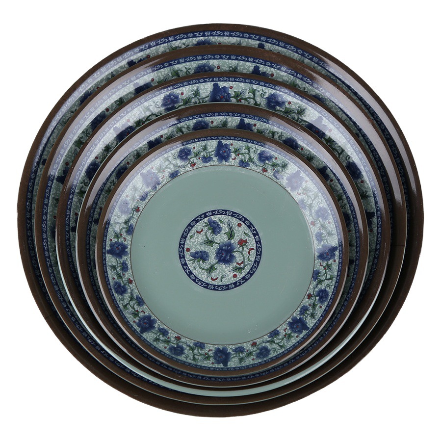 A8 Melamine Imitation Porcelain Round Plate for Buffet Hot Pot, Round Dish for Hotel, Plastic Snack Plate for Restaurant, Fast Food Plate for Commercial Use