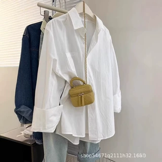 法式白色长袖衬衫女春夏季新款纯棉休闲设计感上衣防晒衬衣外套女