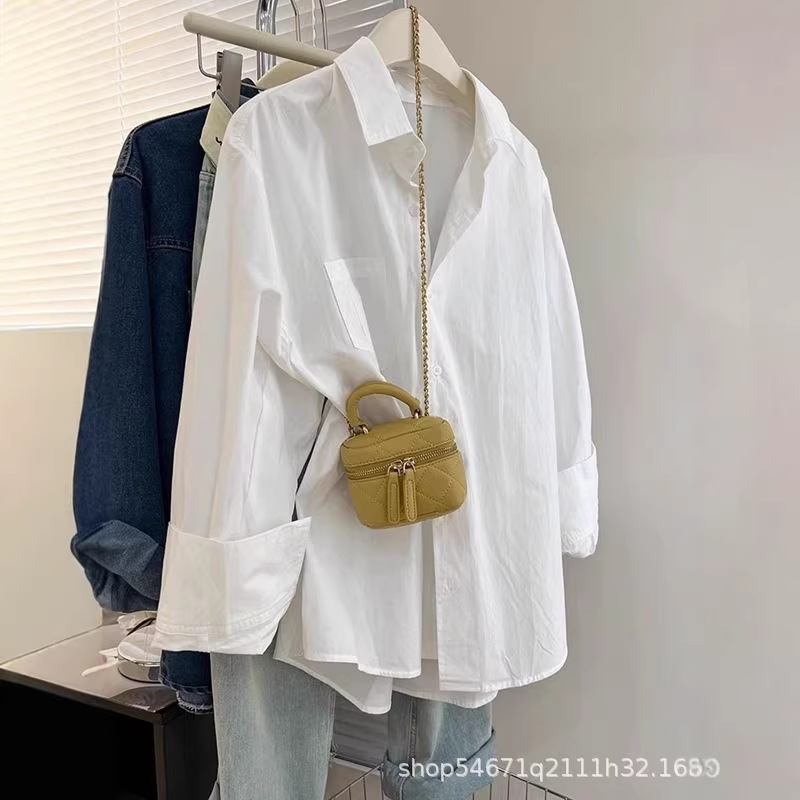 French-Style White Long-Sleeved Shirt for Women, Spring and Summer New Style, Pure Cotton Casual Design Top, Sun Protection Shirt Jacket for Women