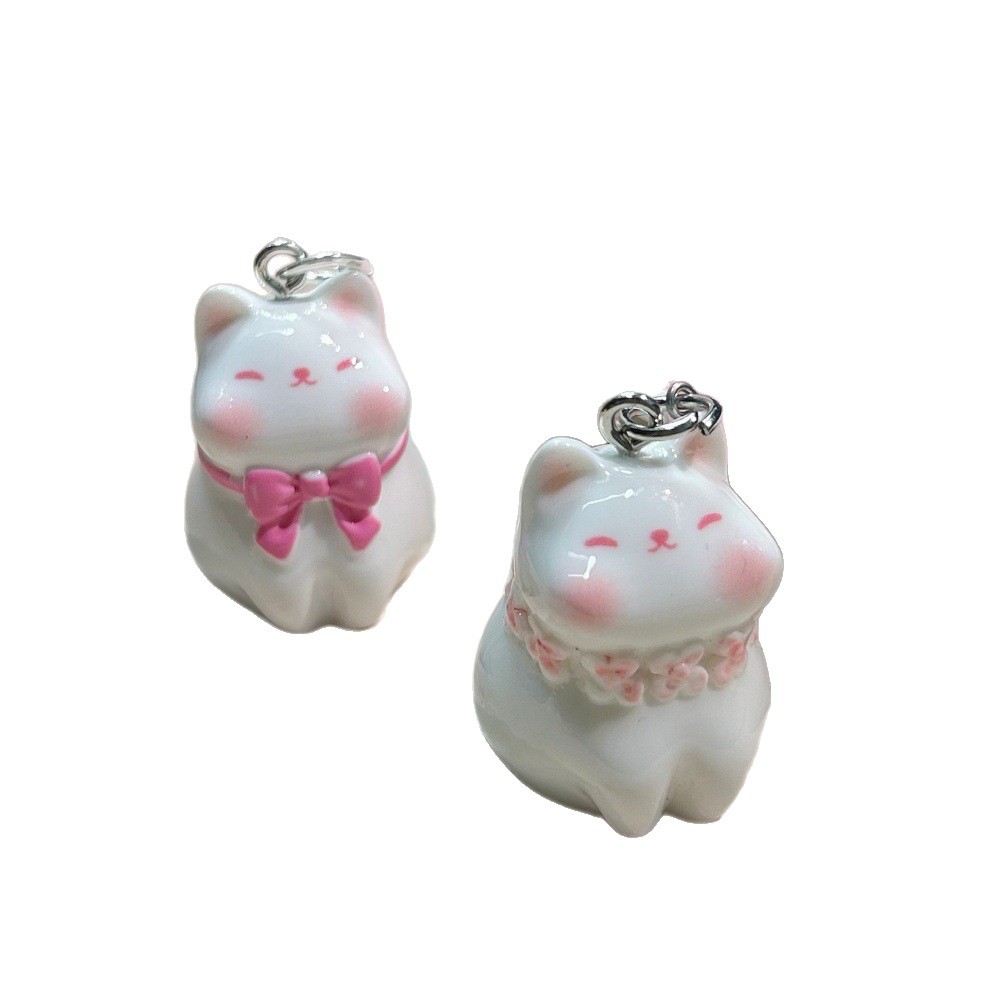 Lindo gatito tridimensional colgante llavero flor niña corazón ins viento dulce animal colgante con cuentas regalo