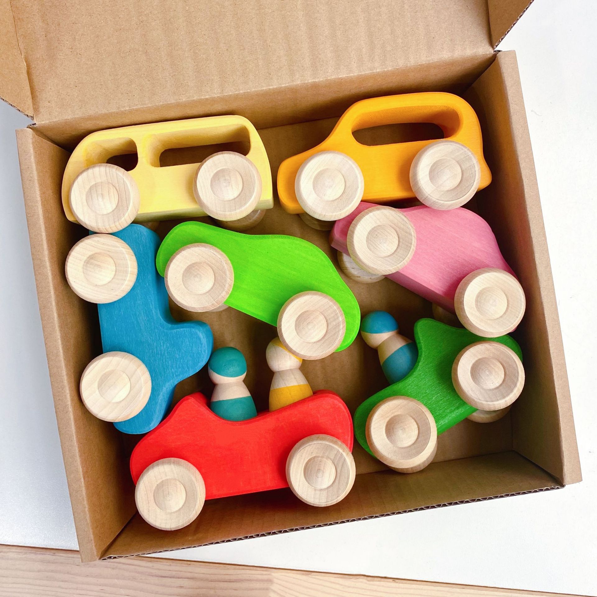 Cross-Border Dip-Dyed Solid Wood Cart Large Rainbow Building Blocks Kindergarten Children's Educational Early Education Tower Stacking Toys