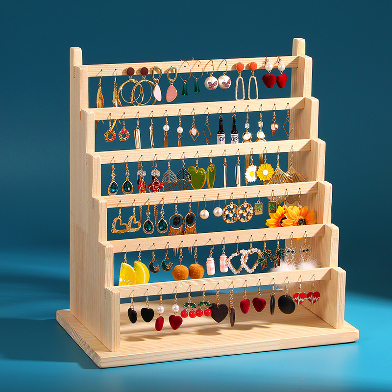 耳釘耳環飾品展示架實木首飾架珠寶店櫃檯收納架擺地攤陳列架道具