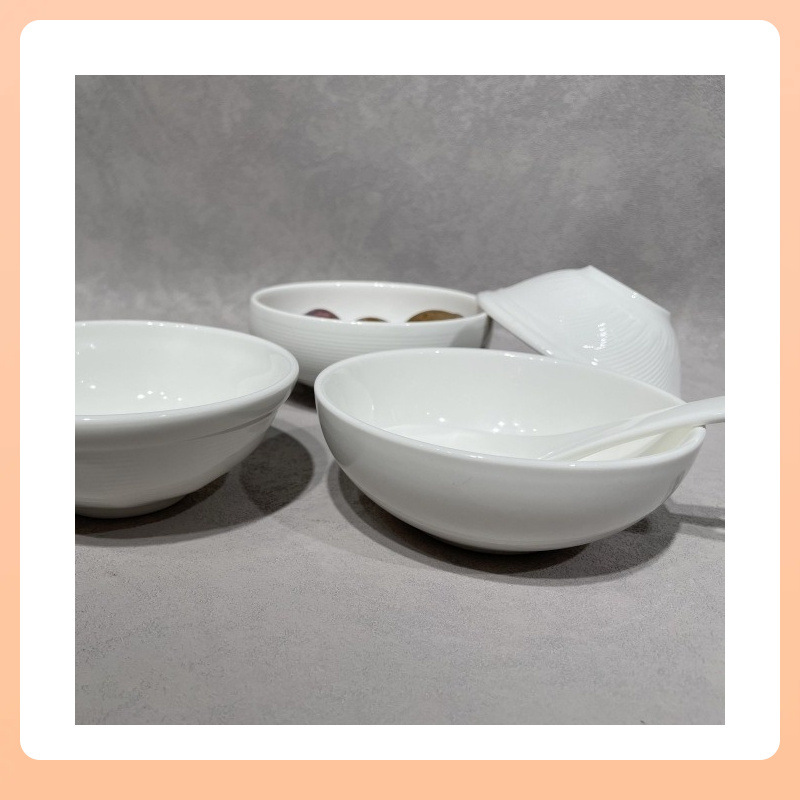 Tazón de arroz de cerámica blanco, para hotel/restaurante/hogar, sopa/congee/fideos