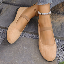 2025春季新款欧美外贸大码尖头坡跟单鞋女豆豆鞋运动休闲鞋女