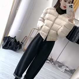 网红2025秋冬新款韩系棉服轻薄女法式小香风圆领保暖显瘦短款棉衣