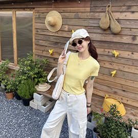 夏季现货高版本运动健身瑜伽服短袖罩衫T恤女士短款半袖露脐上衣