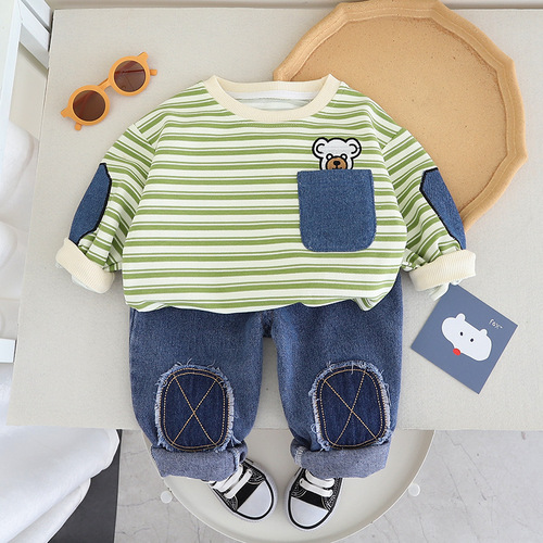 Baby boy round neck sweatshirt suit  new clothes children infant casual baby boy autumn suit