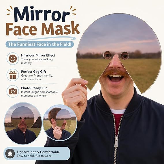 Cross-Border Amazon New Product Mirror Face Mask Reflective Acrylic Selfie Photo Prop Cross-Border Amazon New Product Mirror Face Mask Reflective Acrylic Selfie Photo Prop